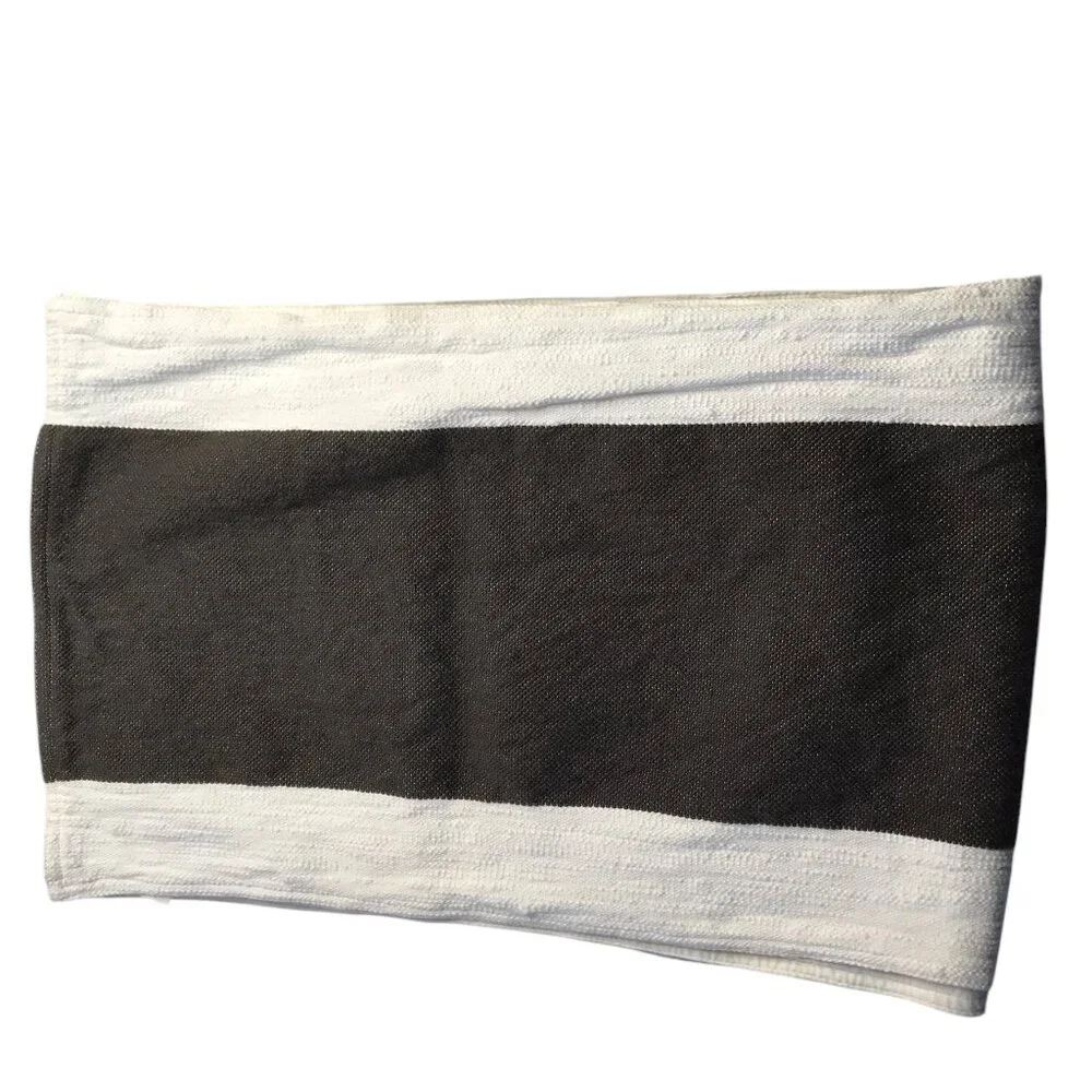 WEST ELM Table Runner White with gray Stripe Cotton Canvas, Thick Fabric 14x90